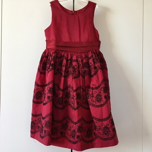 Jayne Copeland Little Girls Red Black 2-Pcs Holliday Dress with Cardigan Size 5 - Picture 3 of 16